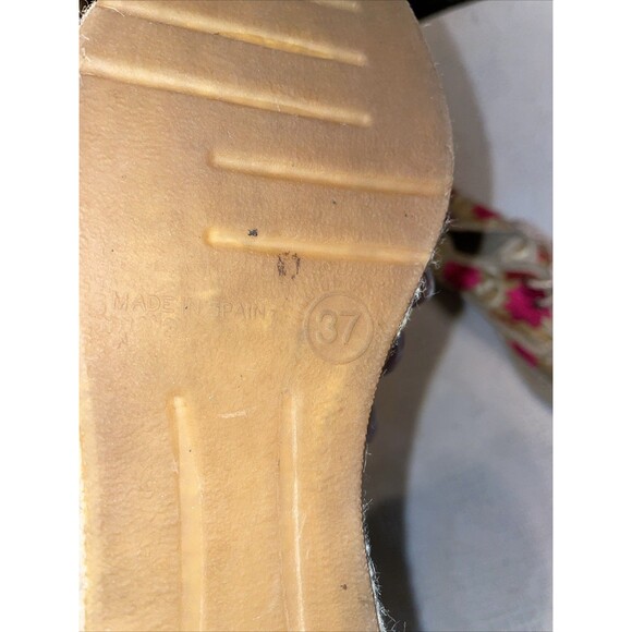 Mauro Leone Women’s Flat Espadrilles Sz 37 U.S. 6 M Tan Red Floral Embroideried - Picture 3 of 12